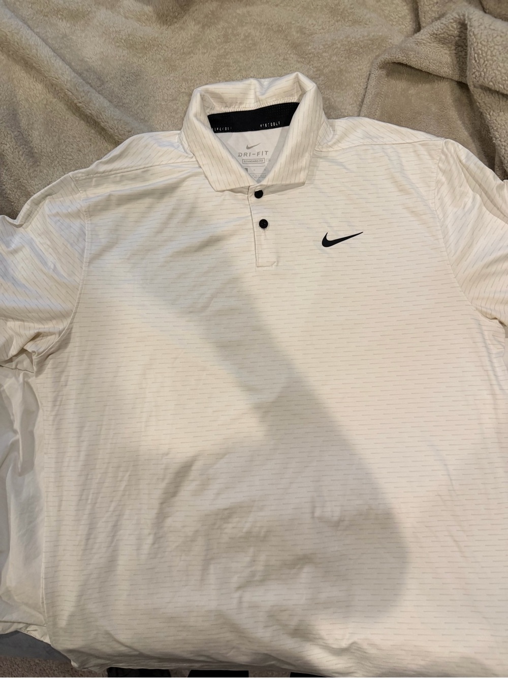 Nike Men’s White Polo with Black Swoosh